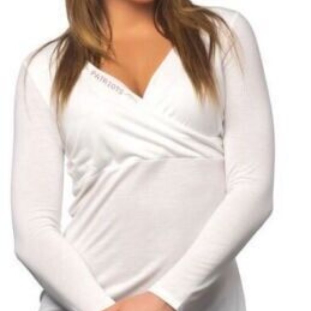 All Sport Couture NFL Womens New England Patriots The Blitz Cream Shirt